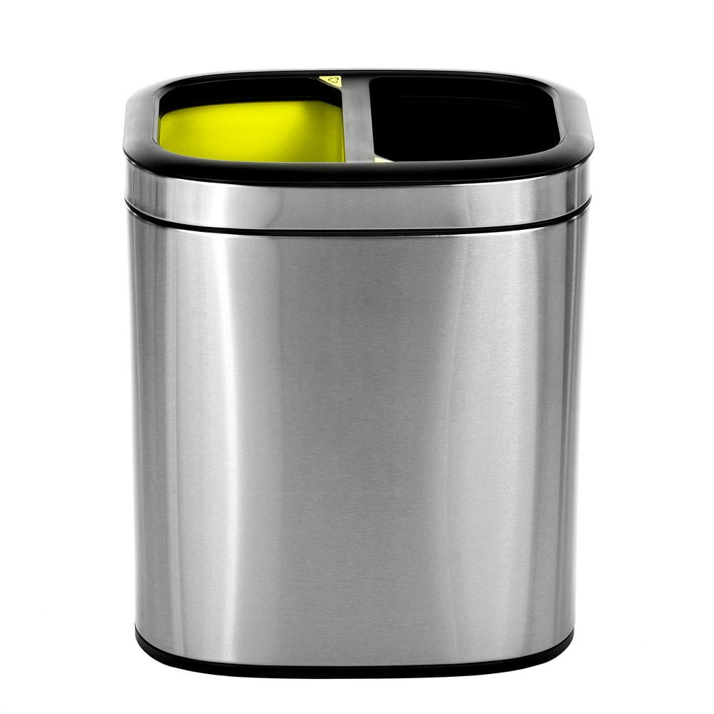 Alpine Open Top Dual Compartment Trash Can Odor Eliminator Stainless Steel Garbage Bin 5 3 Gallon Walmart Com