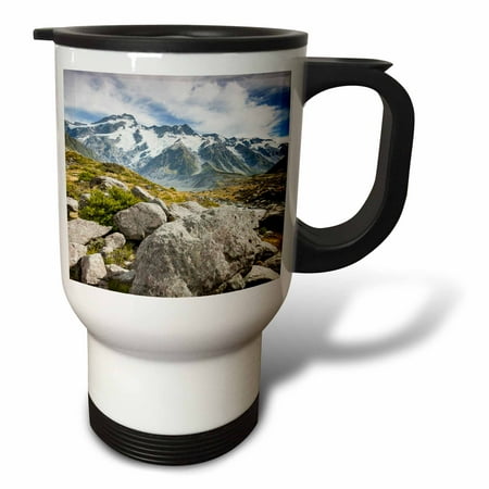 3drose, New Zealand, Canterbury, Aoraki-mt. Cook National Park, Hooker Valley, 14oz Stainless Steel Travel Mug