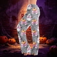 thumbnail image 2 of IYYVV Halloween Pajama Pants for Women Cute Funny Pumpkin Graphic Pajamas Casual Elastic Waist Palazzo Pants Fall Pajamas Pink M, 2 of 6