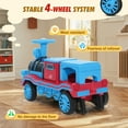 thumbnail image 6 of JOYLDIAS 12V 2 Seater Toy Ride on Train with Music, Train Honk, Lights, High/Low Speed and Storage, Blue, 6 of 8
