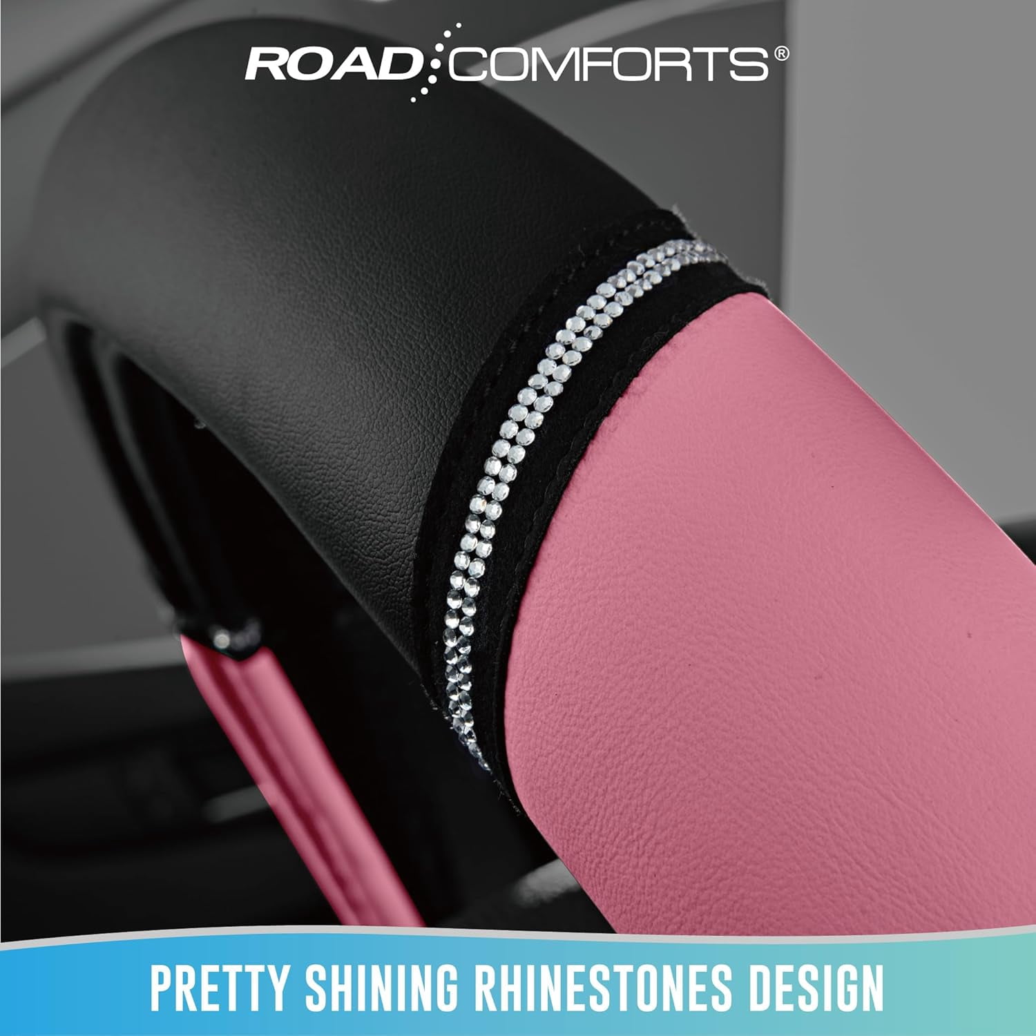 Leather Steering Wheel Cover - Made with PVC Leather - Anti-Slip, Universal Fit 14 1/2 inches to 15 inches - Pink