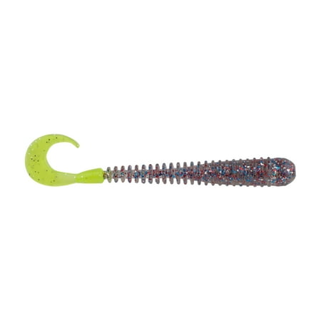 Berkley PowerBait Rib Worm Fishing Bait Firecracker/Chartreuse 4in