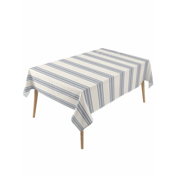 Blue Striped Rectangle Tablecloth, Modern Stripes Farmhouse Waterproof & StainResistant Tablecloth, Washable Oil-proof Table Cover for Dining/Party/Wedding/Camping/Buffet 54x108 In