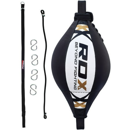 RDX Maya Hide Leather Boxing B Ball Double End Dodge Speed Bag Punching MMA Training Workout Floor to Ceiling (Best Floor To Ceiling Ball)