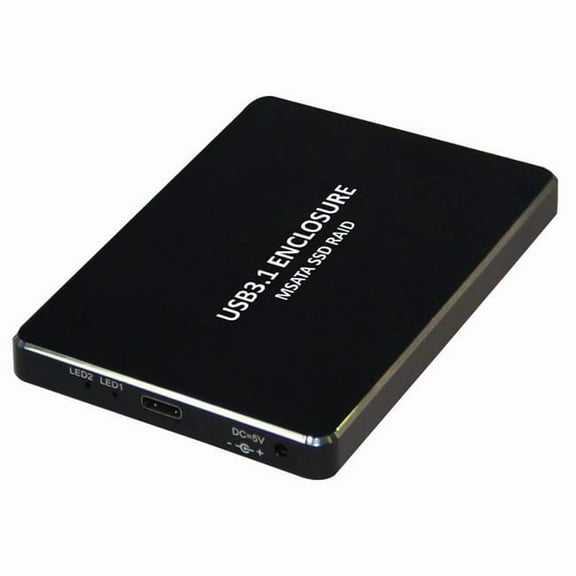 USB 3.1 Type-C to Dual MSATA SSD Raid Enclosure Speed 10 Gbps Data Transfer 5030 LED Access Power