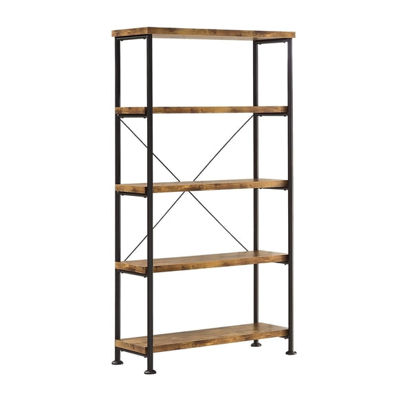 Benjara Rustically designed Bookcase With 4 Open Shelves-Color:Brown