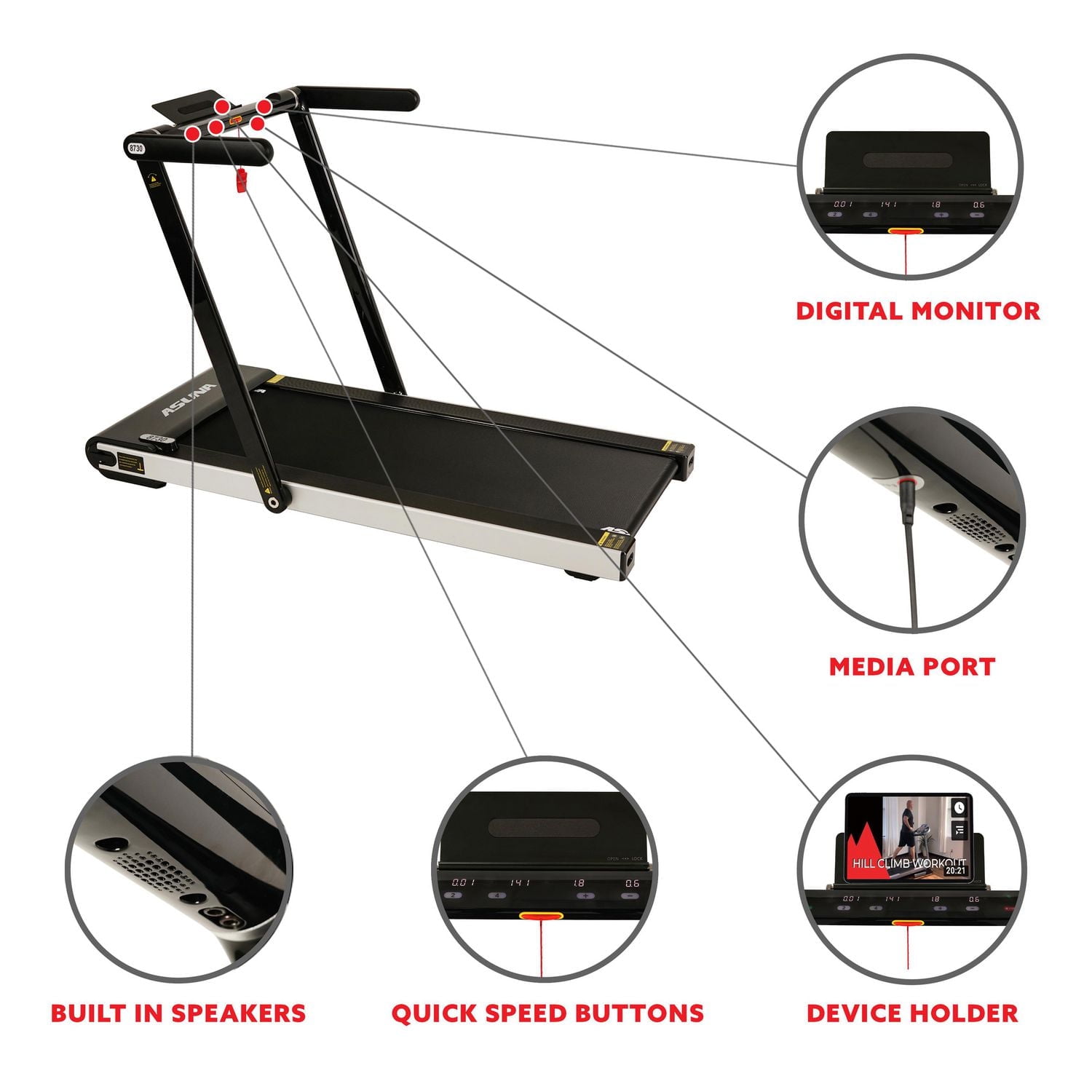 ASUNA Space Saving Motorized Treadmill