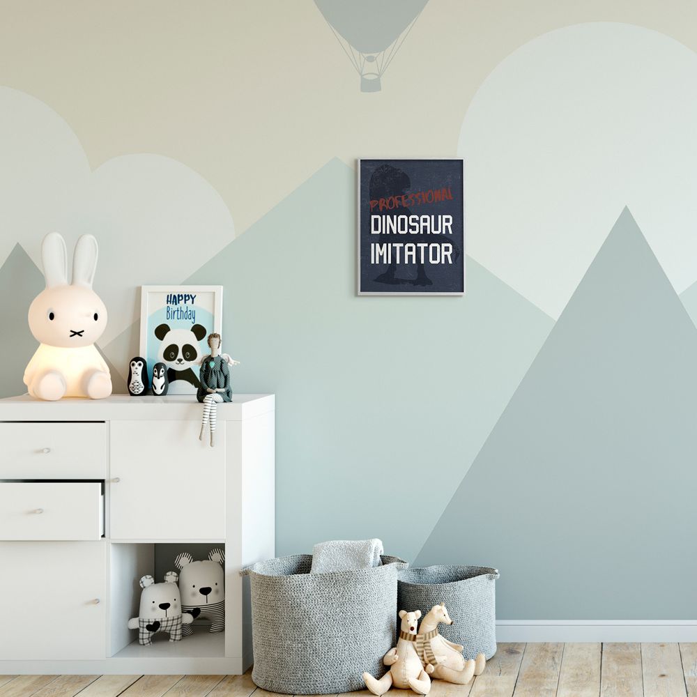 Stupell Industries Children's T-Rex Professional Dinosaur Imitator Reptile Phrase Framed Wall Art Design by Daphne Polselli, 11" x 14", Gray Framed