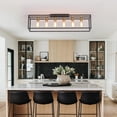thumbnail image 6 of 6 Lights Black Farmhouse Flush Mount Ceiling Light 38" Vintage Rectangle Close to Ceiling Light for Living Room Kitchen Island,Brass Sockets, 6 of 17