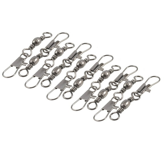 Unique Bargains Unique Bargains 6# Fishing Tackle Metal Line to Hook Clip Connector Swivel 10 Pcs