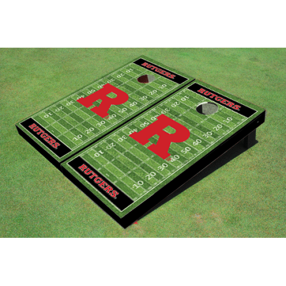 Rutgers University Black Matching Football Field Custom Cornhole Boards