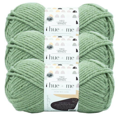 UPC: 0842093131083 | Lion Brand Yarn Two of Wands Hue + Me Artichoke Wool Blend Acrylic  Wool Green Yarn 3 Pack