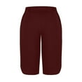 thumbnail image 7 of UVEASISHA Capri Leggings for Women with Pockets High Waisted Side Split Yoga Pants Knee Length Summer Cropped Pants Wine M, 7 of 7