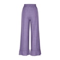 thumbnail image 6 of Womens Wide Leg Pants Drawstring Elastic High Waisted Ruffle Hem Palazzo Pant Flowy Comfy Casual Baggy Trousers 2026, S, 6 of 8