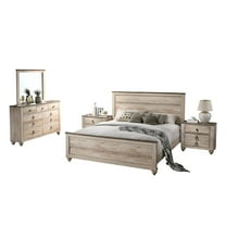 Roundhill Imerland Contemporary White Wash Finish 5-Piece Queen Size Bedroom Set