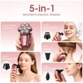 thumbnail image 6 of Electric Razors for Women Legs : 5-in-1 Rechargeable Body Shaver, 7D Wet & Dry Bikini Trimmer, IPX7 Waterproof Lady Hair Remover for Face Underarms Pubic, Rose Pink, 6 of 8