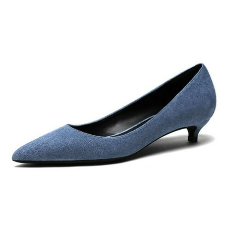 

YCNYCHCHY 2020 New Kid Suede Leather Women Pumps Pink Gray Dress Shoes Woman Pointed Toe Office Bridal Shoes Fashion Med High Heel