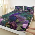 thumbnail image 3 of Manfei Zoo Animal Peacock Queen Sheet Sets,Country Floral Flat Sheet,Boho bohemian Theme Queen Fitted Sheet Forkids,Super Cozy Room Decor,4pcs, 3 of 7