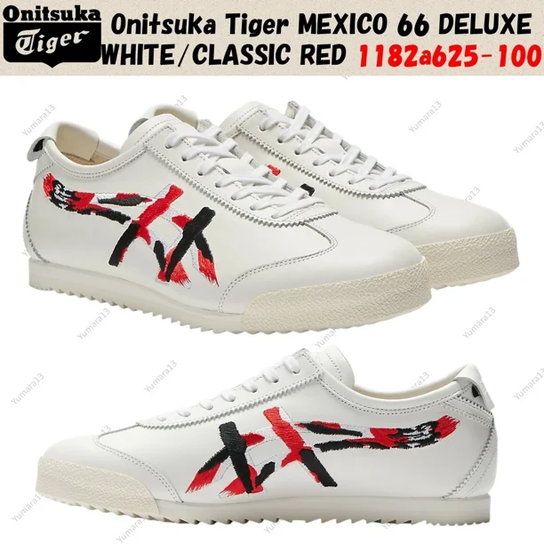 Onitsuka Tiger MEXICO 66 DELUXE WHITE/CLASSIC RED 1182a625-100 US Women's Size