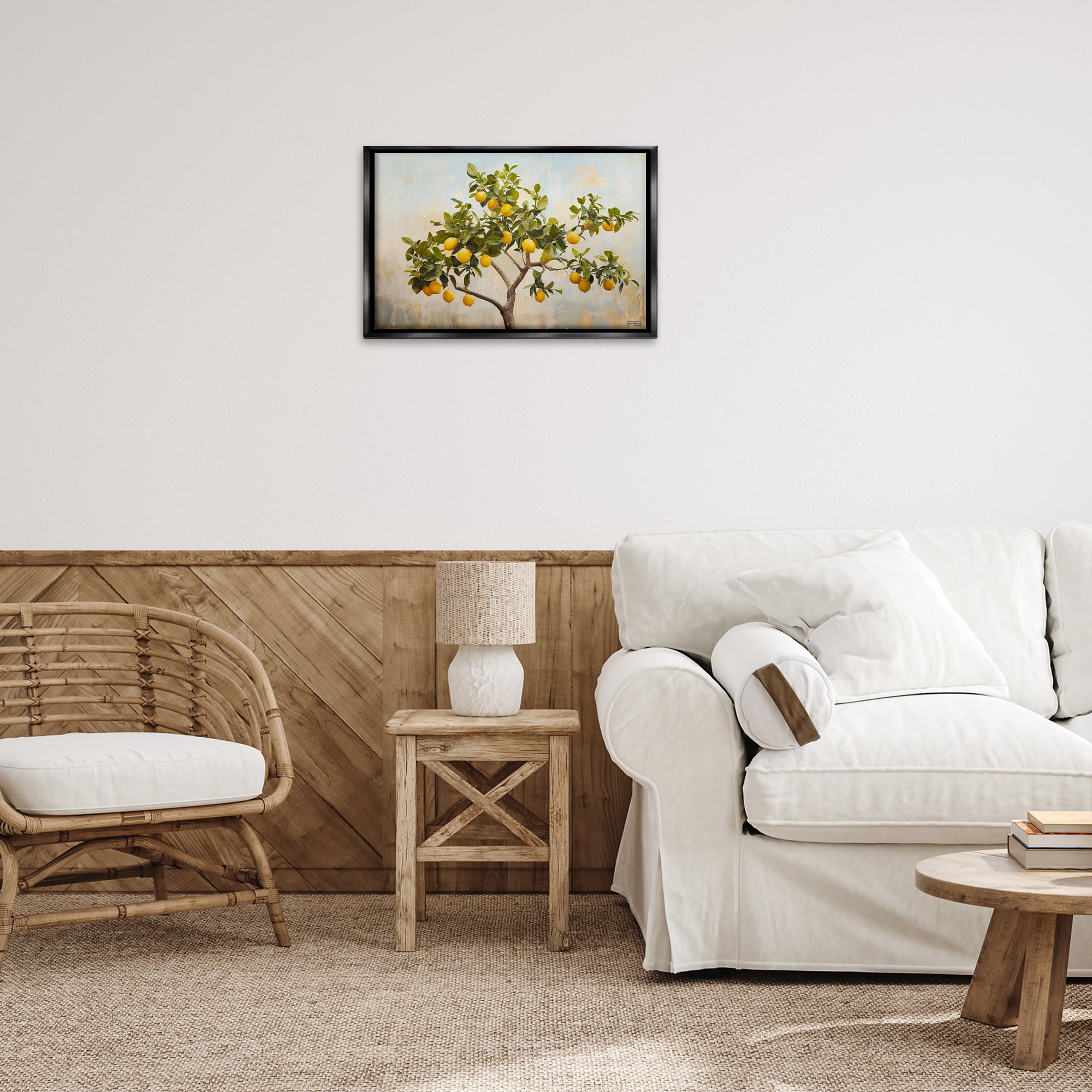 Stupell Industries Lemon Tree Branches Food & Beverage Painting Black Floater Framed Canvas Art Print Wall Art, 25 x 17