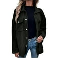 thumbnail image 1 of Yuyuzo Womens Fall Shirts Long Sleeve Turndown Collar Button down Coats with Pockets Solid Color Shirts, 1 of 6