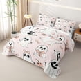 thumbnail image 3 of Homewish Girly Cute Halloween Ghost Quilt Full,Pink Bow Print Full Bedspread Sets,3-Piece, 3 of 7