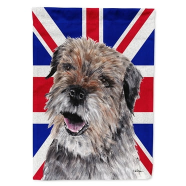 Border Terrier with English Union Jack British Flag House Flag