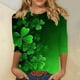 thumbnail image 1 of RKSTN St Patricks Day 3/4 Sleeve Tops for Women Oversized Crewneck St Paddy's Day Lucky Shamrocks Graphic Print T Shirt Womens Casual Solid Plus Size Round Neck Loose Three Quarter Sleeve Shirts, 1 of 6