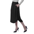 thumbnail image 3 of Moomaya Jupe pour Femmes avec Poches Taille Élastique Jupe d'Été Fluide Unie, 3 of 6