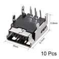 thumbnail image 2 of Conector PCB USB Mini 5P Jack Femenino 4 Pies Ángulo de 90 Grados 10 Piezas, 2 of 4