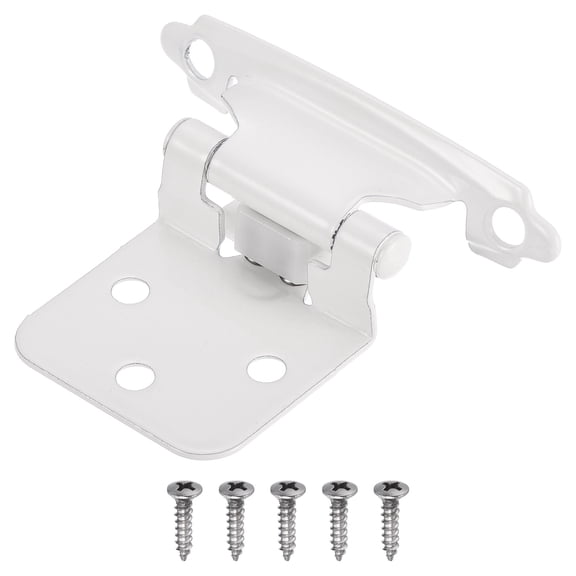 Uxcell Cabinet Hinges, 60Pack 1.2mm Thick - Spring Overlay Cabinet Door Hinges Self-closing Hardware with Screws (White)