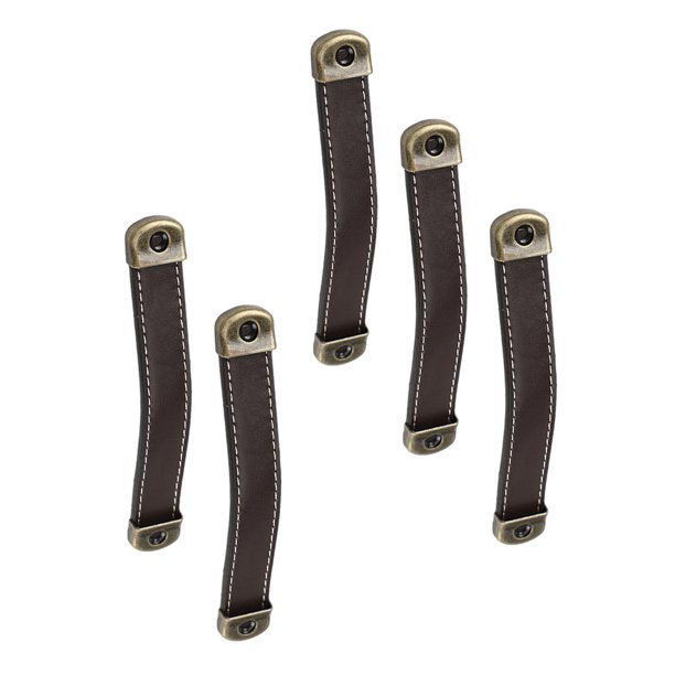 BEADCEST 5Ud Manijas De Cuero Marrón Para Armarios Y Maletas Estilo Retro Con Agarre Cómodo Y Seguro