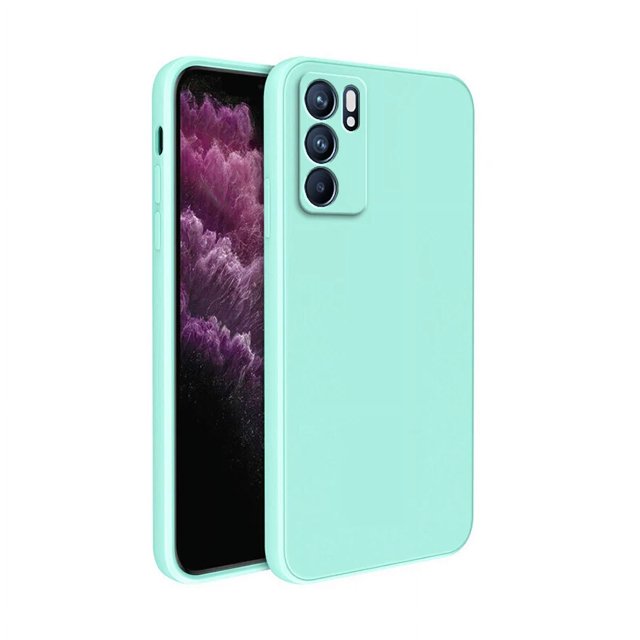 Square Liquid Silicone Case for OPPO Reno 6 Pro Plus Ultra Thin Protect Funda Reno6 6Pro ProPlus 5G Original Phone Cover Classic Light Green Reno 6 Pro MTK 1200
