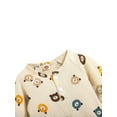 thumbnail image 3 of Qiylii Baby Cartoon Bear Romper, Long Sleeve Buttoned Long Pants Bodysuit, 3 of 9
