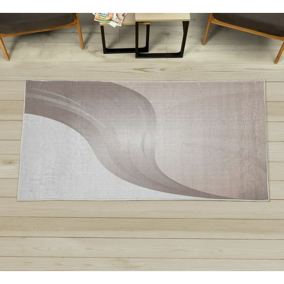 Contemporary Decorative Rug, Spiraling Stripes with Monochrome Tones Modern Art Inspirations Abstract, Quality Carpet for Bedroom Dorm and Living Room, 6 Sizes, Pale Eggshell, by Ambesonne