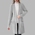 thumbnail image 2 of WUANDIXFA Cardigans pour Femmes Cardigan Décontracté Ample à Manches Longues Ouvert Long avec Poches Gris,5TG, 2 of 6