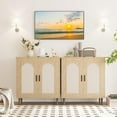 thumbnail image 4 of Modern Rattan Sideboard Buffet Cabinet Set of 1, Sturdy Wood Legs, Entryway Storage, Accent Wooden Console Table for Living Room, Hallway, or Kitchen, Space-Saving, 4 of 6