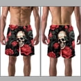 thumbnail image 3 of luoweisi Men's Beach Shorts Quick Dry Swim Trunks with Mesh Lining Roses and Skull M, 3 of 5