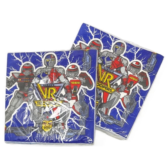 2 Packs -1994 VR Troopers Power Rangers Large Disposable Party Napkins - 2 Packs of 16 - 32 Total
