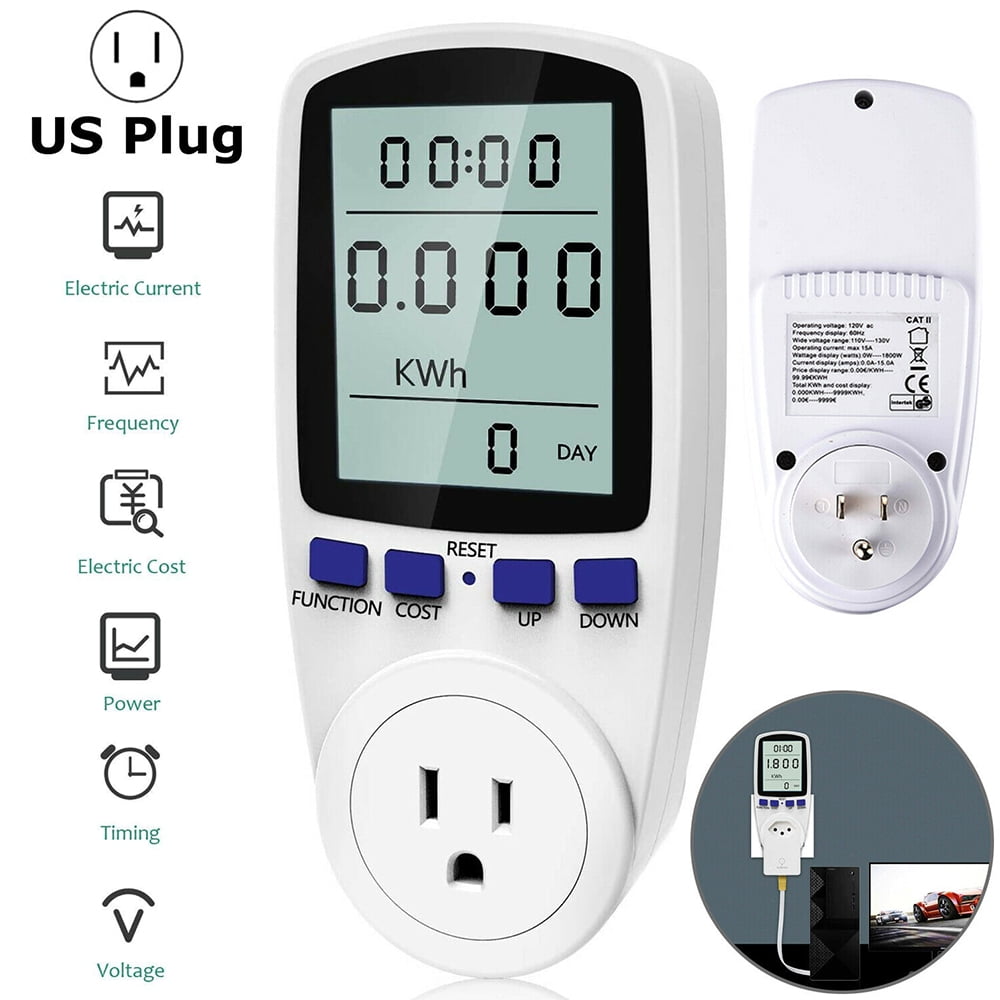 KWh Electricity Usage Monitor Plug Power Watt Voltage Amps Meter with ...