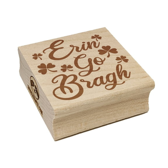 Erin Go Bragh Ireland Forever Shamrocks Square Rubber Stamp Stamping Scrapbooking Crafting - Small 1.25in