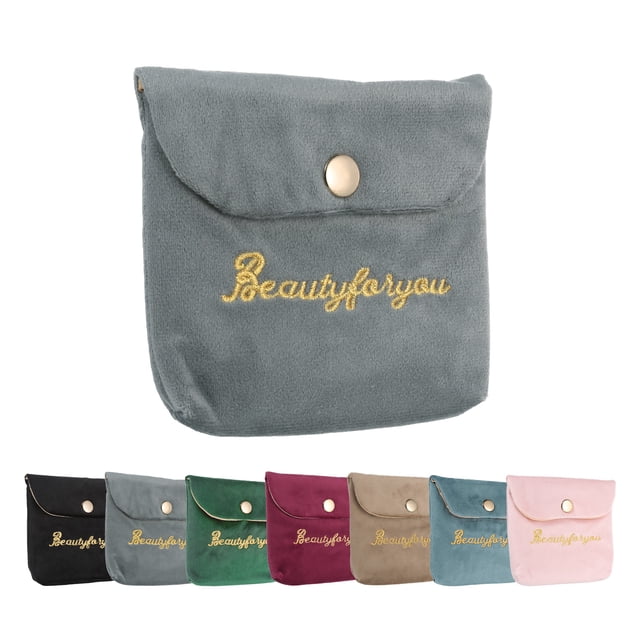Bolsas de Joyería de Terciopelo con Botón a Presión, Pequeñas Bolsas de Almacenamiento de Joyería de Terciopelo para Anillos, Collares, Pulseras, Regalos en Gris