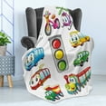 thumbnail image 4 of Cartoon Soft Flannel Fleece Throw Blanket, Style Urban Public Transportation Characters with Smiling Friendly Faces, Cozy Plush for Indoor and Outdoor Use, 50" x 70", Multicolor, by Ambesonne, 4 of 5