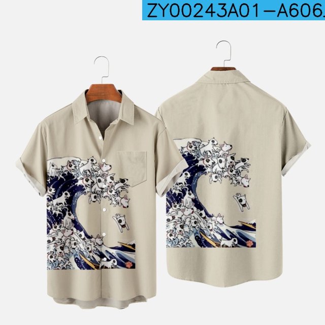 2022 Summer Short Sleeve Shirts Original Risk Free Summer Print Shirts Ethnic Trend Men's Tops 015