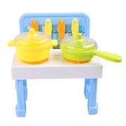 Qionma Kids Kitchen Cooking Toys Pretend Play Plaything with Light Sound(Blue)