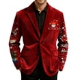 thumbnail image 2 of ZHOGXU Men's Corduroy Blazers Long Sleeve Lapel Printed Comfortable Fashion Suit Jacket Top For Stage Performance And Party,Red,M, 2 of 5