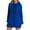 Blue1, variant on Knee Length Hooded Sweater Dress For Women Warm Plush Long Sleeve Pullover Split Hem Design Fall Winter Comfort Wear M Size Red