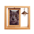 thumbnail image 1 of Animal Big Eye Gato gris fotografía Marco giratorio de madera 4x6, 1 of 3