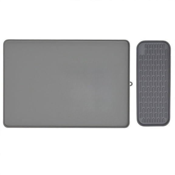 Silicone Coffee Machine Mat Set Large & Small Dish Drying Pads,Countertop Protection Coasters,Spill-Proof Bar Mats for Kitchen (Gray,Black,White)