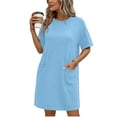 thumbnail image 5 of Wovilon Women's Dresses, Casual Summer T Shirt Dresses for Women, Crew Neck Short Sleeve Loose Fit Tunic Dress with Pockets, Lightweight Breathable Vacation Travel Everyday Wear, 5 of 6